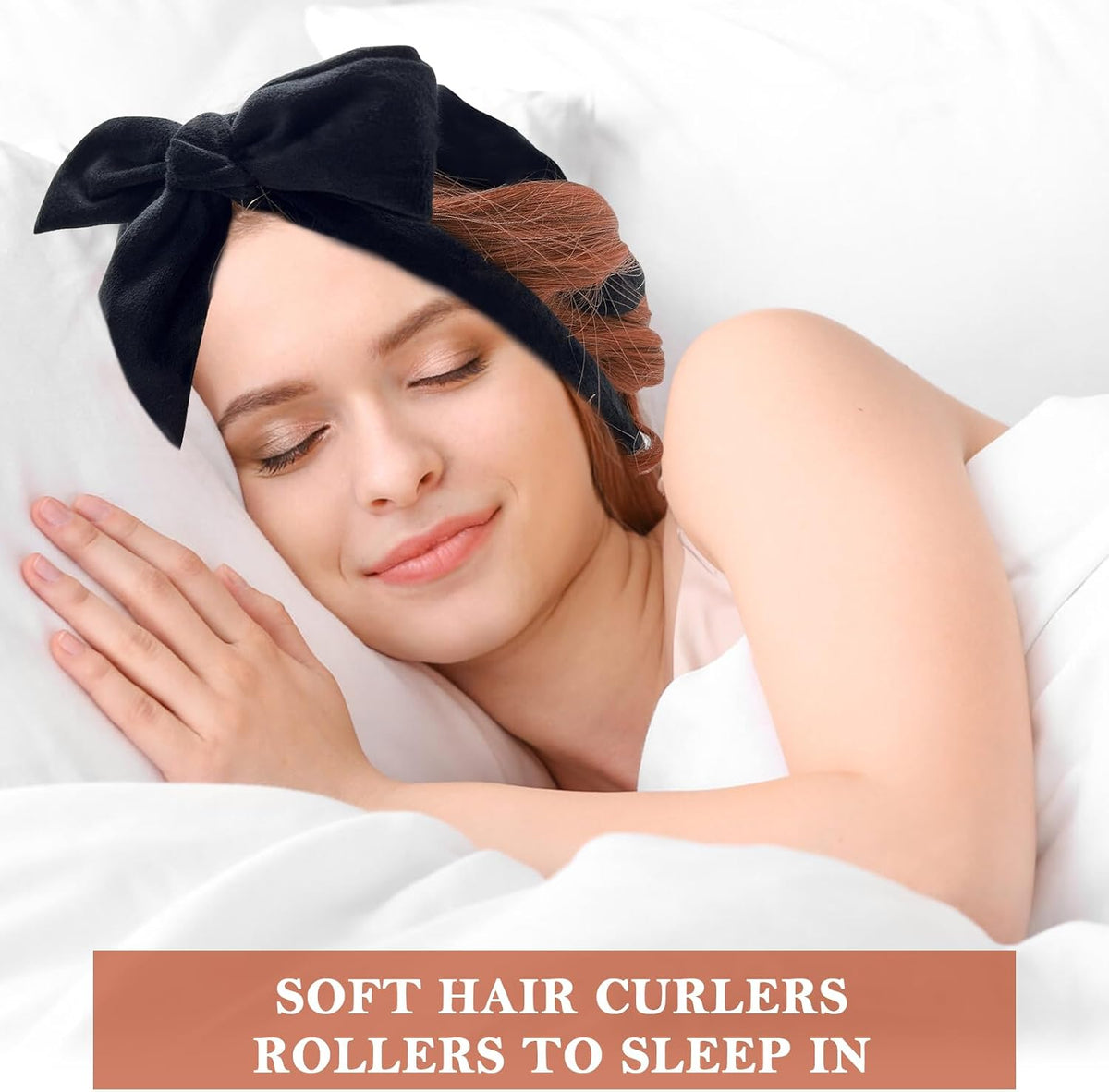 Terciopelo Rizador De Pelo Durante La Noche Cinta De Pelo Hacer Rizos Sin Calor, Rizadores De Cabello Sin Calefacción Y Suaves, Juego De Rizadores Sin Calor Para Cabello Mediano Y Largo, Negro